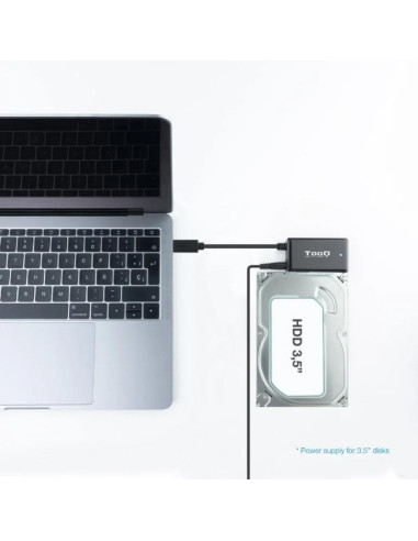 ADAPTADOR USB 3.0 USB-C TOOQ DISCO DURO SATA 2.5/3.5 ALIMENTADOR BLACK