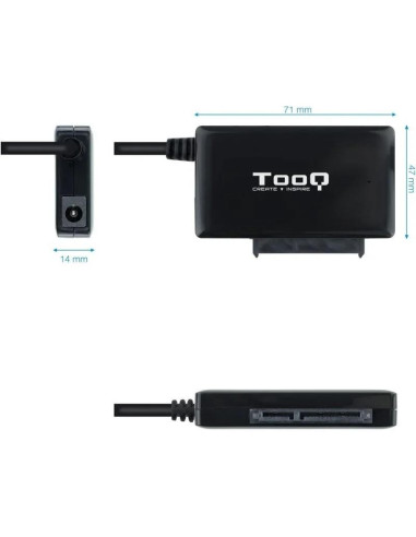 ADAPTADOR USB 3.0 USB-A TOOQ DISCO DURO SATA 2.5/3.5 ALIMENTADOR BLACK