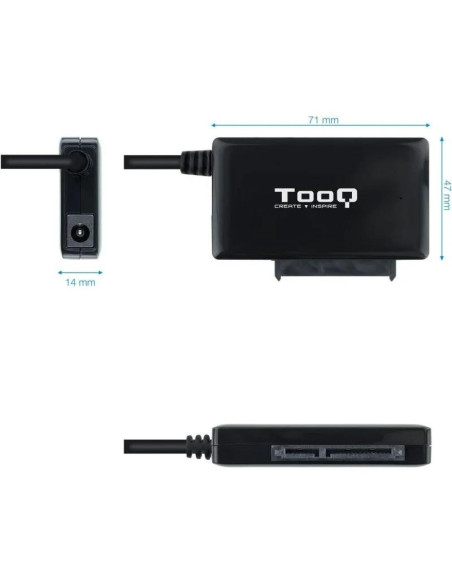 ADAPTADOR USB 3.0 USB-A TOOQ DISCO DURO SATA 2.5/3.5 ALIMENTADOR BLACK