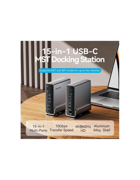 DOCK STATION VENTION 15 EN 1 USB-C A DP/HDMI/USB-C/USB-A/RJ45/MICROSD/JACK