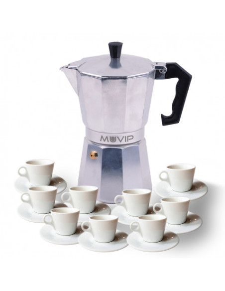 CAFETERA 9 TAZAS ALUMINIO ANTIADHERENTE MUVIP