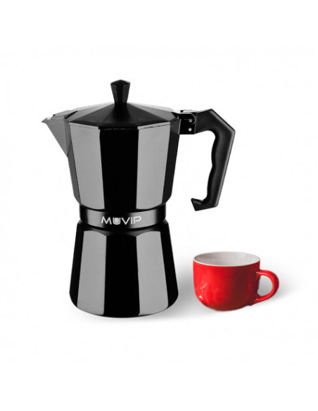 CAFETERA 1 TAZA ALUMINIO NEGRO MATE ANTIADHERENTE MUVIP