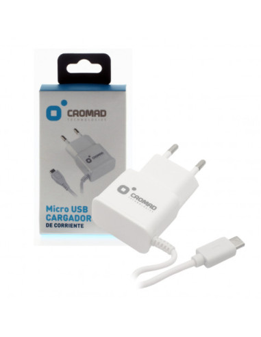 CARGADOR DE CORRIENTE MICRO USB 2.1A BLANCO CROMAD