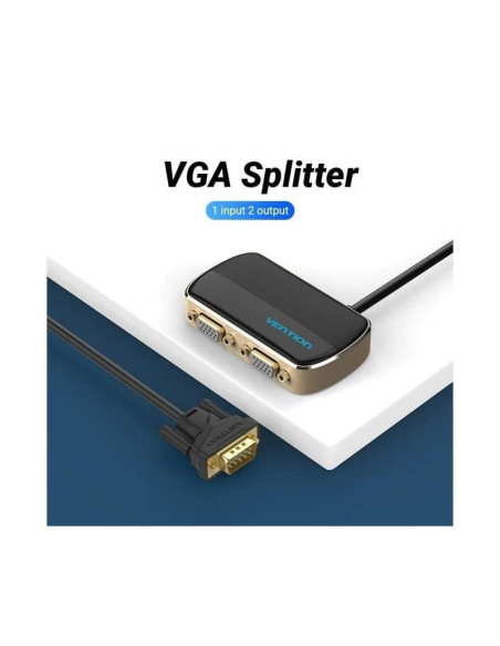 DUPLICADOR VENTION VGA MACHO - 2X VGA HEMBRA ALIMENTACION EXTERNA BLACK