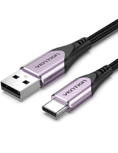CABLE VENTION USB-A 2.0 - USB-C 3A 60W TRENZADO 1M ALUMINIO PURPLE