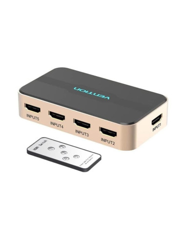 DUPLICADOR VENTION 5XHDMI HEMBRA - HDMI MACHO GOLD/BLACK