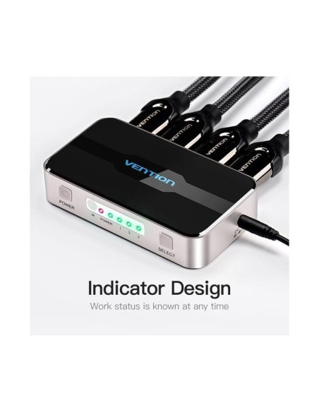 DUPLICADOR VENTION 4XHDMI HEMBRA - HDMI MACHO SILVER/BLACK