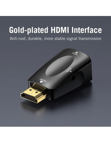 ADAPTADOR CONVERSOR VENTION HDMI/M A VGA/H AUDIO JACK 3.5 BLACK