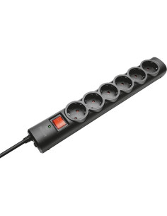 REGLETA TRUST 6 SCHUKOS INTERRUPTOR 1,8M BLACK