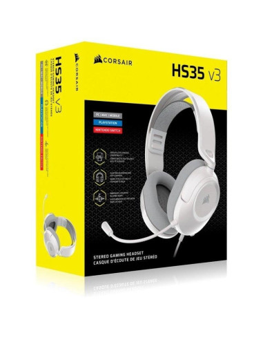 AURICULARES + MICROFONO GAMING CORSAIR HS35 V3 USB HEADSET 7.1 WHITE