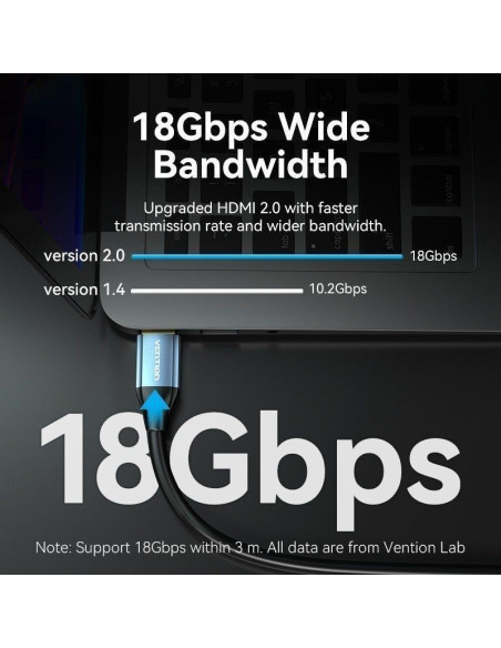 CABLE HDMI 2.0 4K VENTION HDMI/M - HDMI/M 15M BLACK/BLUE