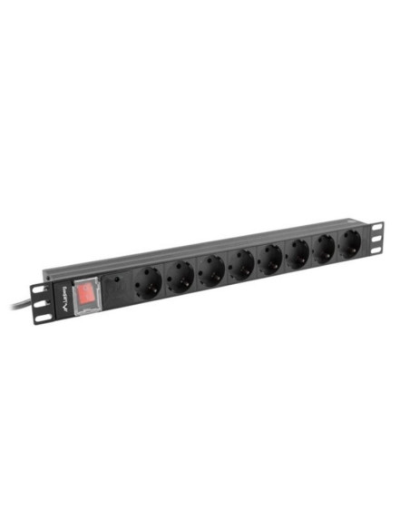 REGLETA LANBERG 8 SCHUKOS CON PROTECCION 2M BLACK