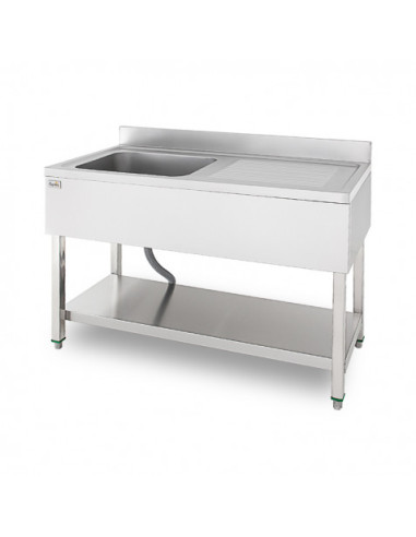 FREGADERO INDUSTRIAL 140X70X85CM CUBETA IZQUIERDA Y ESTANTE CHEF PRO