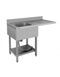 FREGADERO INDUSTRIAL 140X70X85CM CUBETA IZQUIERDA Y ESTANTE CHEF PRO