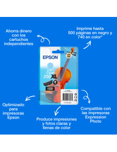 Epson Pack individual de tinta Claria Photo HD 250XL Violin cian claro