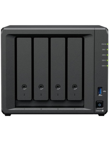 UNIDAD NAS SYNOLOGY DS925+ 4 HDD/SSD/NVME DISKSTATION CPU 2.2GHZ 4GB BLACK