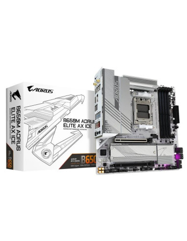 PLACA BASE GIGABYTE GA-B650M-AORUS ELITE AX ICE AM5 MATX 4XDDR5 WIFI HDMI DP