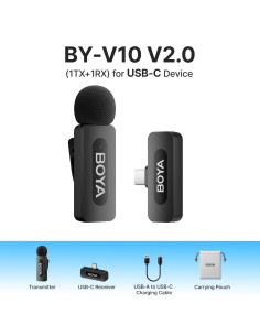 Boya BY-V10 Micrófono de Solapa Inalámbrico Android USB-C Negro 2