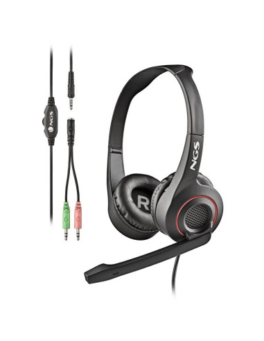AURICULARES + MICROFONO NGS MSX10PRO JACK 3.5MM BLACK + ADAPTADOR DOBLE JACK