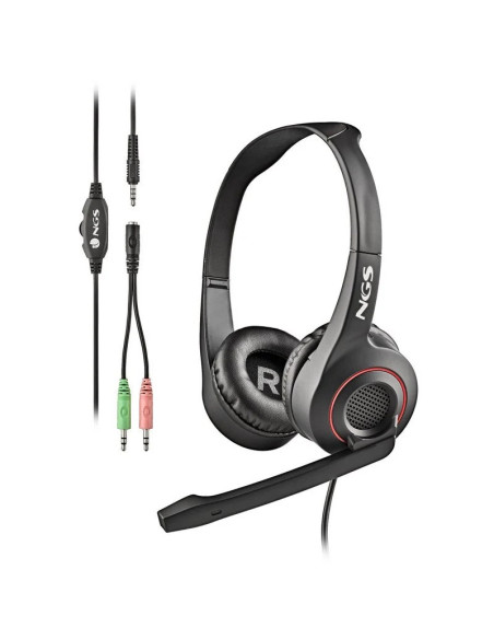 AURICULARES + MICROFONO NGS MSX10PRO JACK 3.5MM BLACK + ADAPTADOR DOBLE JACK