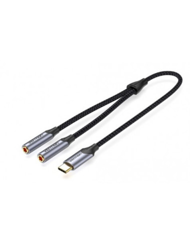 ADAPTADOR USB-C A 2 JACK 3.5 HEMBRA GRIS VENTION
