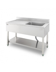 FREGADERO INDUSTRIAL 140X70X85CM CUBETA DERECHA Y ESTANTE CHEF PRO