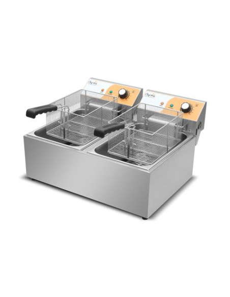 FREIDORA ELÉCTRICA PROFESIONAL 11+11 LITROS 2X3000W CHEF PRO