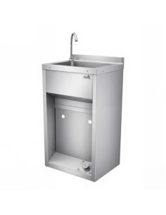 LAVAMANOS ACERO INOX INDUSTRIAL CON GRIFO DE PIE Y DISPENSADOR CHEF PRO