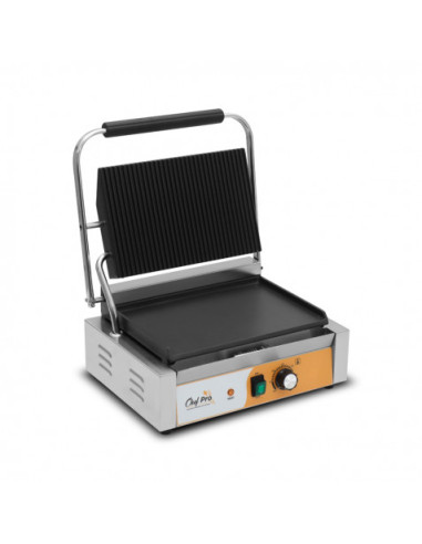 SANDWICHERA INDUSTRIAL SUPERFICIE MIXTA (RAYADA + LISA) 2200W CHEF PRO