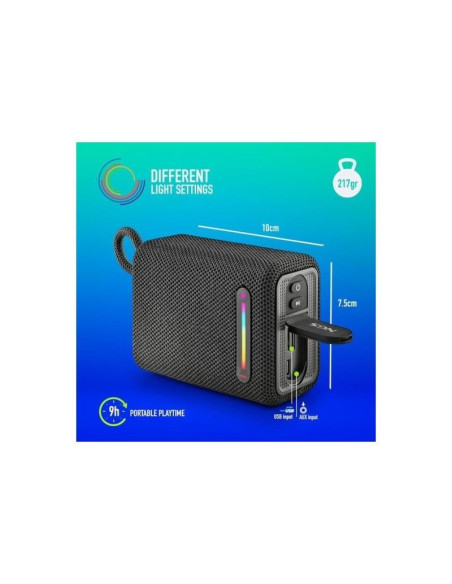 ALTAVOCES NGS ROLLER FURIA RGB PORTATIL WATERPROOF IPX6/BT/USB/AUX BLUE