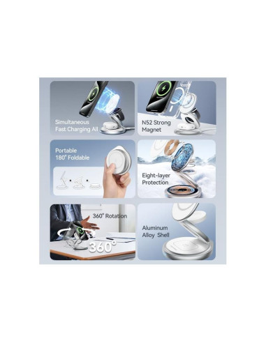 BASE CARGADOR VENTION SMARTPHONE/APPLE WATCH/AURICULARES WIRELESS SILVER