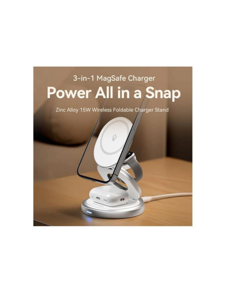 BASE CARGADOR VENTION SMARTPHONE/APPLE WATCH/AURICULARES WIRELESS SILVER
