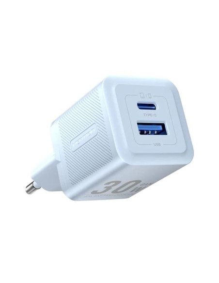 CARGADOR DE PARED VENTION GAN USB-C USB-A 30W BLUE