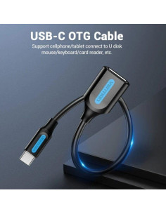 CABLE CONVERSOR VENTION USB-C/M - USB-A/H 15CM BLACK 2
