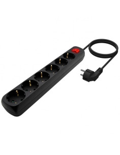 REGLETA AISENS 6 SCHUKOS PROTECCION INTERRUPTOR 1,4M BLACK
