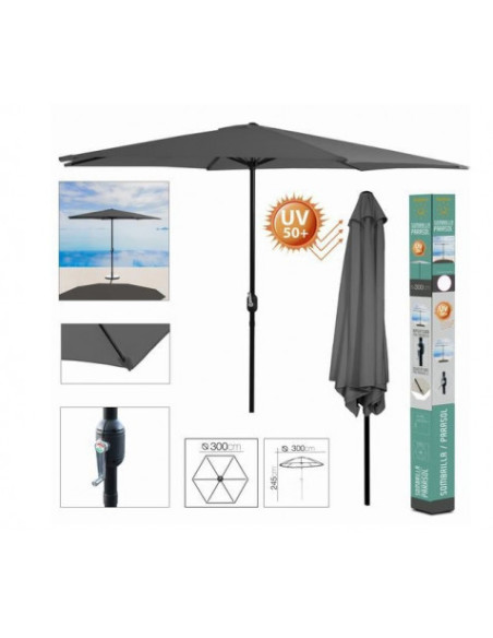 SOMBRILLA JARDIN 300CM METROS ANTRACITA