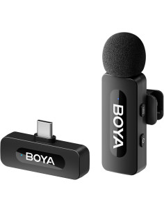 MICROFONO DE SOLAPA BOYA BY-V10 INALÁMBRICO ANDROID USB-C NEGRO