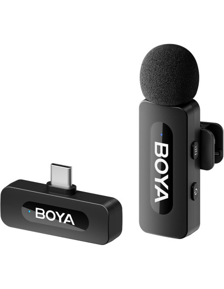 MICROFONO DE SOLAPA BOYA BY-V10 INALÁMBRICO ANDROID USB-C NEGRO