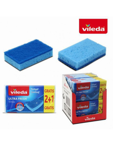 PACK 3 ESPONJA CON ESTROPAJO NO RAYA ULTRA FRESH VILEDA