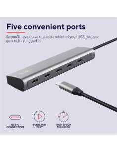 HUB USB-C TRUST 5 PUERTOS HALYX USB-C 3.2 2