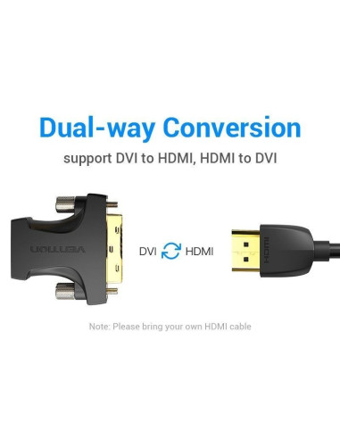 ADAPTADOR CONVERSOR VENTION HDMI/H A DVI (24+1)/M BLACK