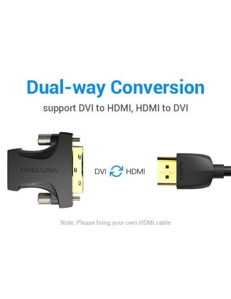 ADAPTADOR CONVERSOR VENTION HDMI/H A DVI (24+1)/M BLACK