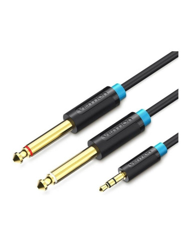 CABLE ESTEREO VENTION JACK 3.5/M - 2X JACK 6.5/M 3M BLACK