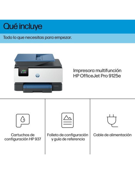 IMPRESORA HP OFFICEJET PRO MULTIFUNCION 9125E COLOR ETHERNET/WIFI DUPLEX