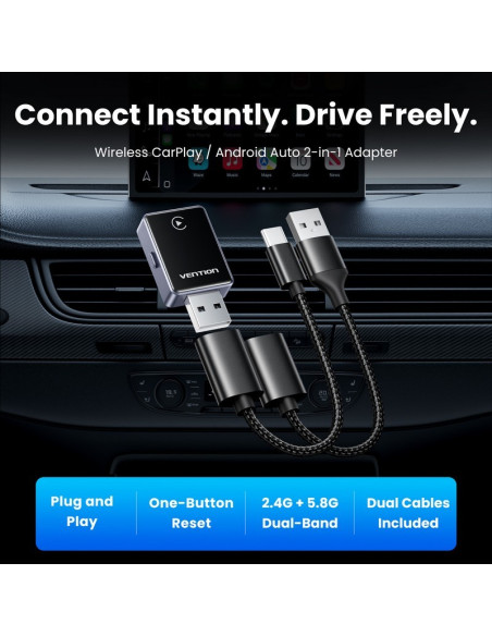 ADAPTADOR CARPLAY/ANDROID AUTO COCHE VENTION WIRELESS