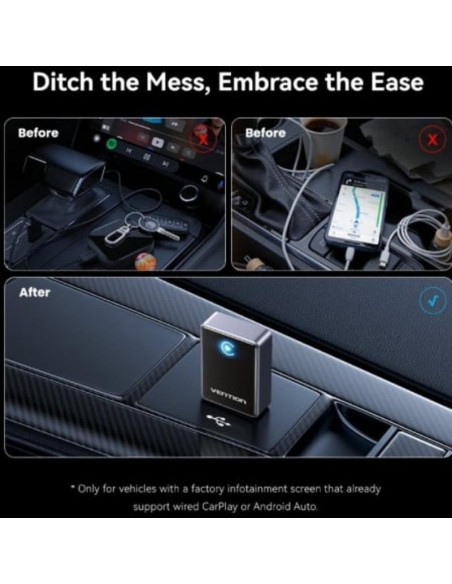 ADAPTADOR CARPLAY/ANDROID AUTO COCHE VENTION WIRELESS