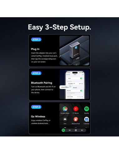 ADAPTADOR CARPLAY/ANDROID AUTO COCHE VENTION WIRELESS