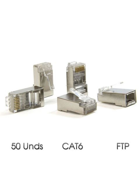 PAQUETE 50 CONECTORES RJ45 CAT6 FTP CROMAD