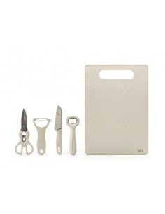 SET 4 UTENSILIOS COCINA +TABLA DE CORTE Y CON SOPORTE QUTTIN