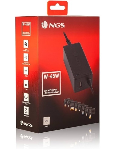 CARGADOR PORTATIL NGS UNIVERSAL PORT/TFT 45W AUTOMATICO W-45W